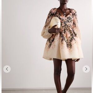 Zimmermann Cream and Black Floral Mini Dress NWOT